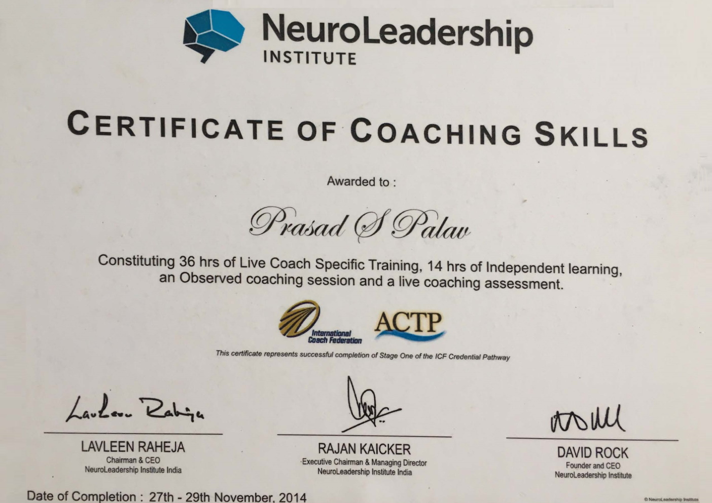 Coaching certificate NLI